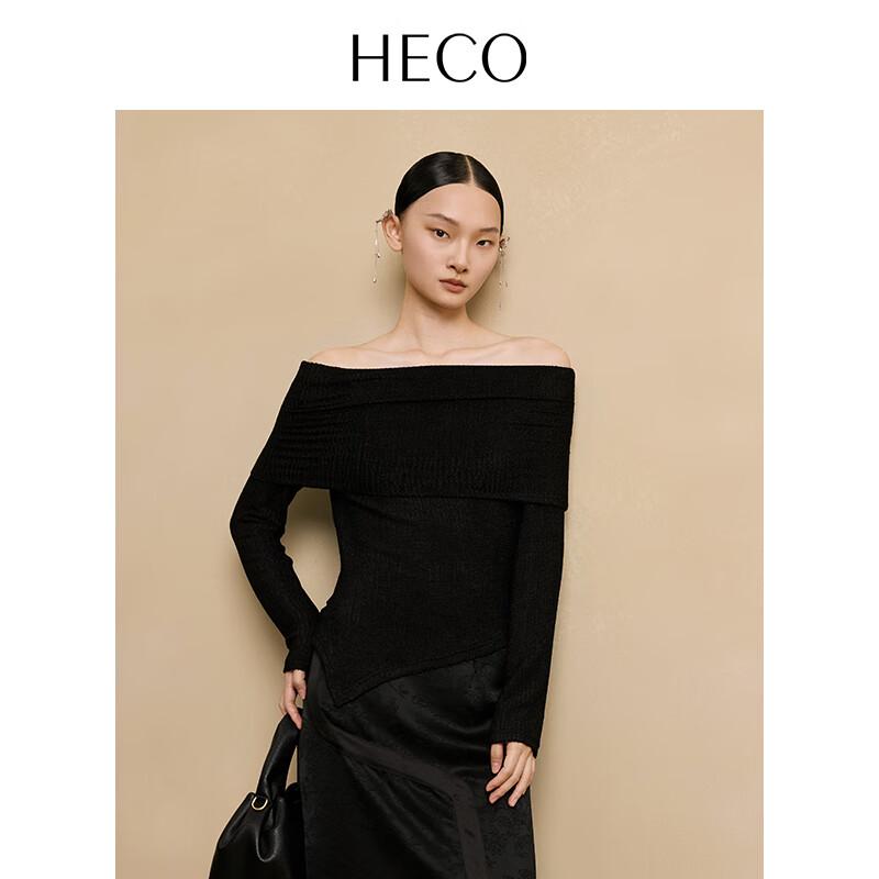 HECO Women's Textured Knit Off-Shoulder Long-Sleeve Top