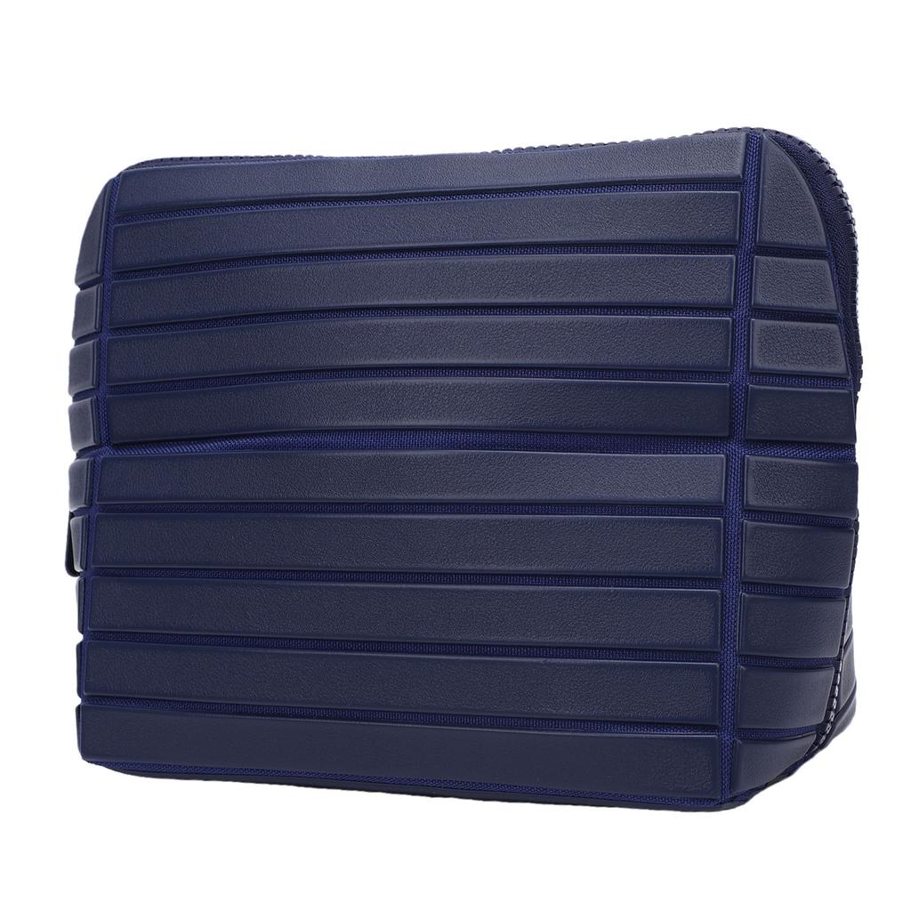 Makeup Bag Travel Cosmetic Organizer Large Capacity Toiletry Bag with 180 Degree Opening Navy Blue Striped