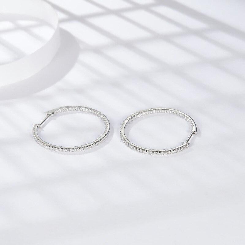 1 .2mm D Color Moissanite Loop Earrings For Women 925 Sterling Sliver White Gold Plated Ear Studs Fine Jewelry Gift
