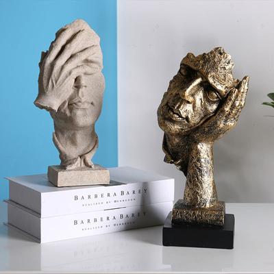 Y Nordische Retro Skulptur Schweigen ist Gold Handwerk Harz Figuren Kunstwerk Zuhause Wohnzimmer Weinschrank Ornament Statue
