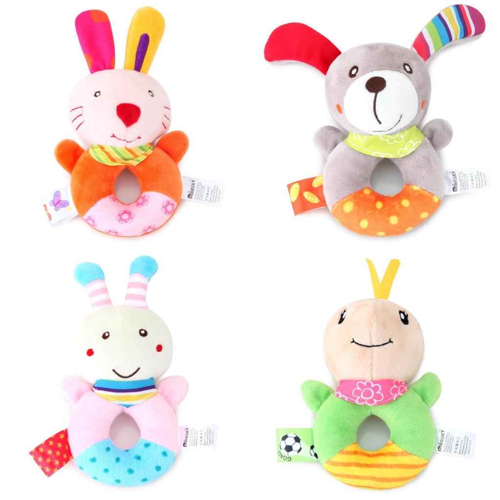 Bbsky Cute Animal Dog Rabbit Rattle Stick Baby Plush Hand Shake Bell Toy Newborn 0-1 Year