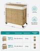 SONGMICS Wäschekorb, Handgeflochtener Wäschekorb, 140L Rattan-Stil Wäschekorb mit 3 Fächern, Abnehmbarer Einsatz, Griffe, Deckel, Wohnzimmer