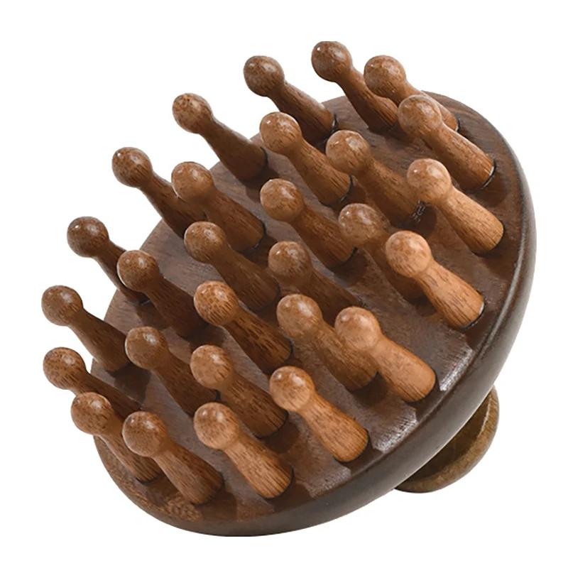 75X75X60mm Wooden Mushroom Shape Disc Massage Comb Head Massage Comb Wide Tooth Dry and Wet Hair Shampoo Brush Scalp Care Brush