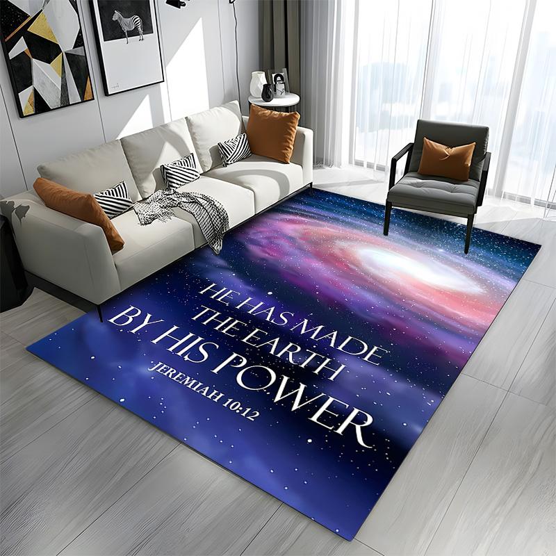 "He Has Made the Earth - Jeremiah 10:12" Patterned carpet a non slip rug suitable for all seasons and any setting, gift