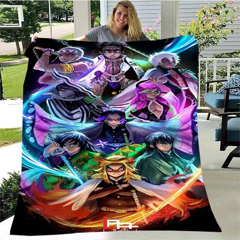 Moda Ghost Blade Stampa 3D Personaggio dei Fumetti Kamado Nezuko Sfondo Ragazza Regalo Coperta Letto Divano Coperta da Viaggio Campeggio