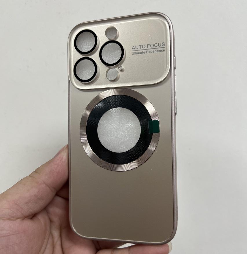 Large Window Leakage Mark Magnetic Suction Case Frosted Glass IPhone 16 Promax Mobile Phone Case Suitable for Apple 15 Mobile Phone Case