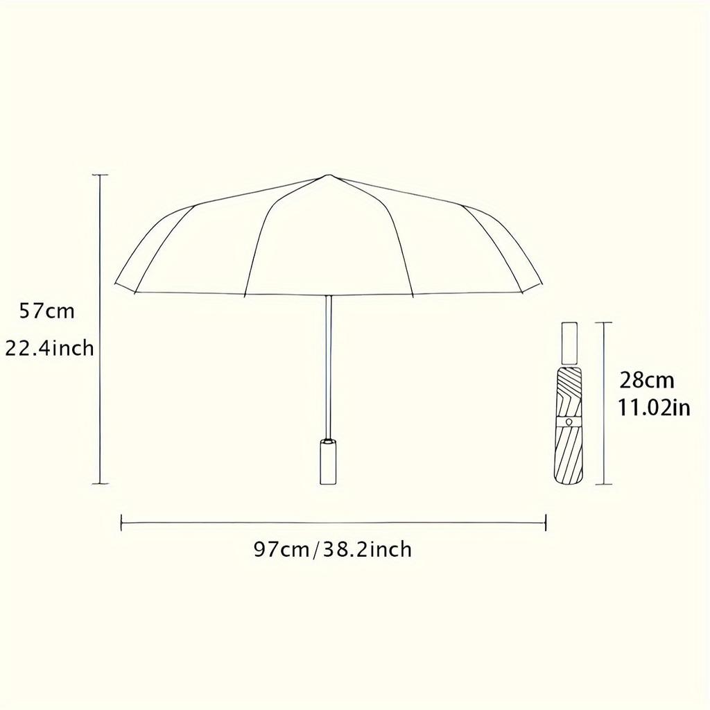 Automatic Folding Umbrella Colorful rainbow with musical notes and clouds. Portable collapsible design, casual outdoor accesso