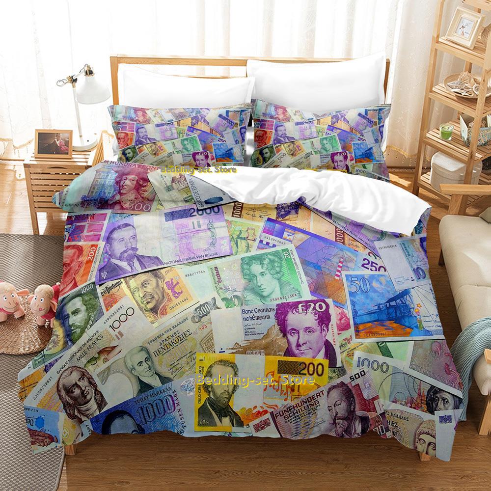 New Money Bedding Set Single Twin Full Queen King Size Bed Set Adult Kid Bedroom Duvetcover Sets Anime Parure De Lit Bed