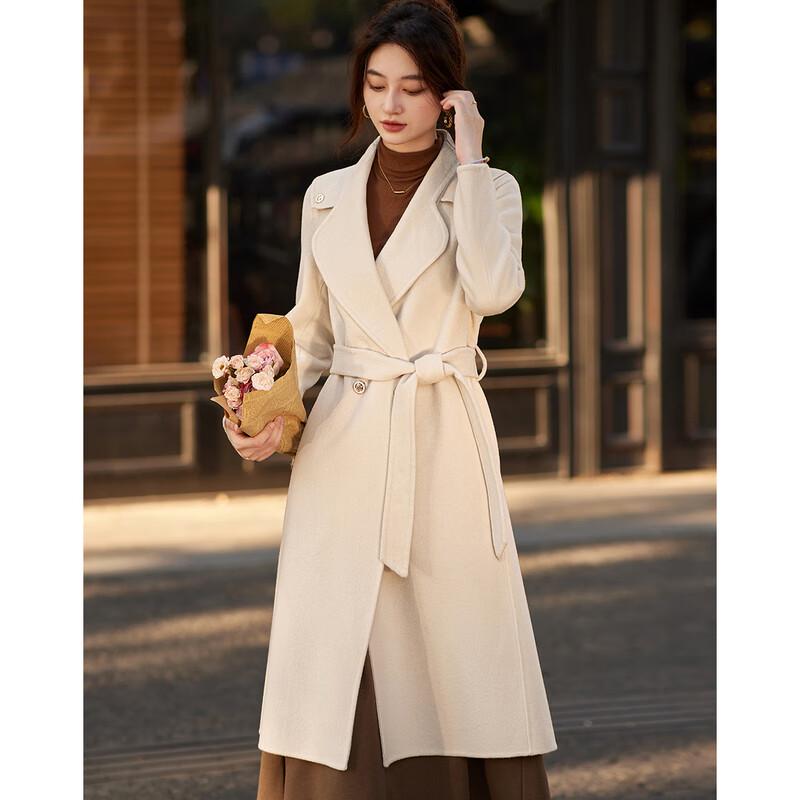 Sishuinianhua Women's Elegant Mid-Length Wool Coat