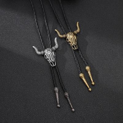 Long Leather Bull's Head Necklace Jewelry Fashion New Direct Sales Retro Men