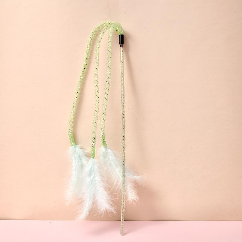 Plush Feather Cat Teaser Stick with Bell - Stress Relief and Fun Self-Entertainment Toy