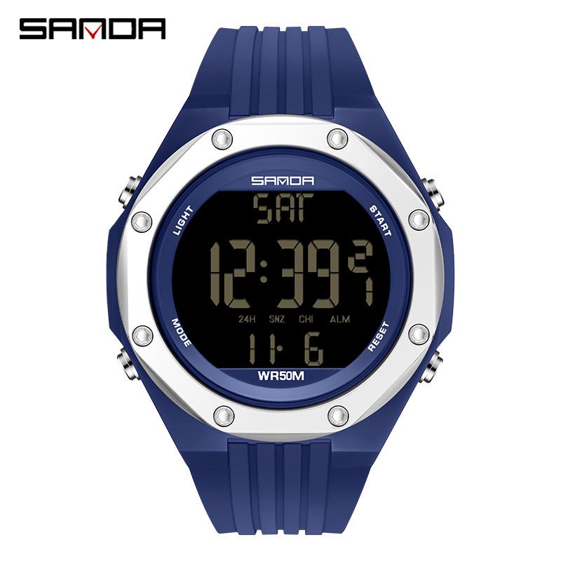 Sanda Men's Waterproof Digital Sports Watch with Backlight and Multifunctional Features
