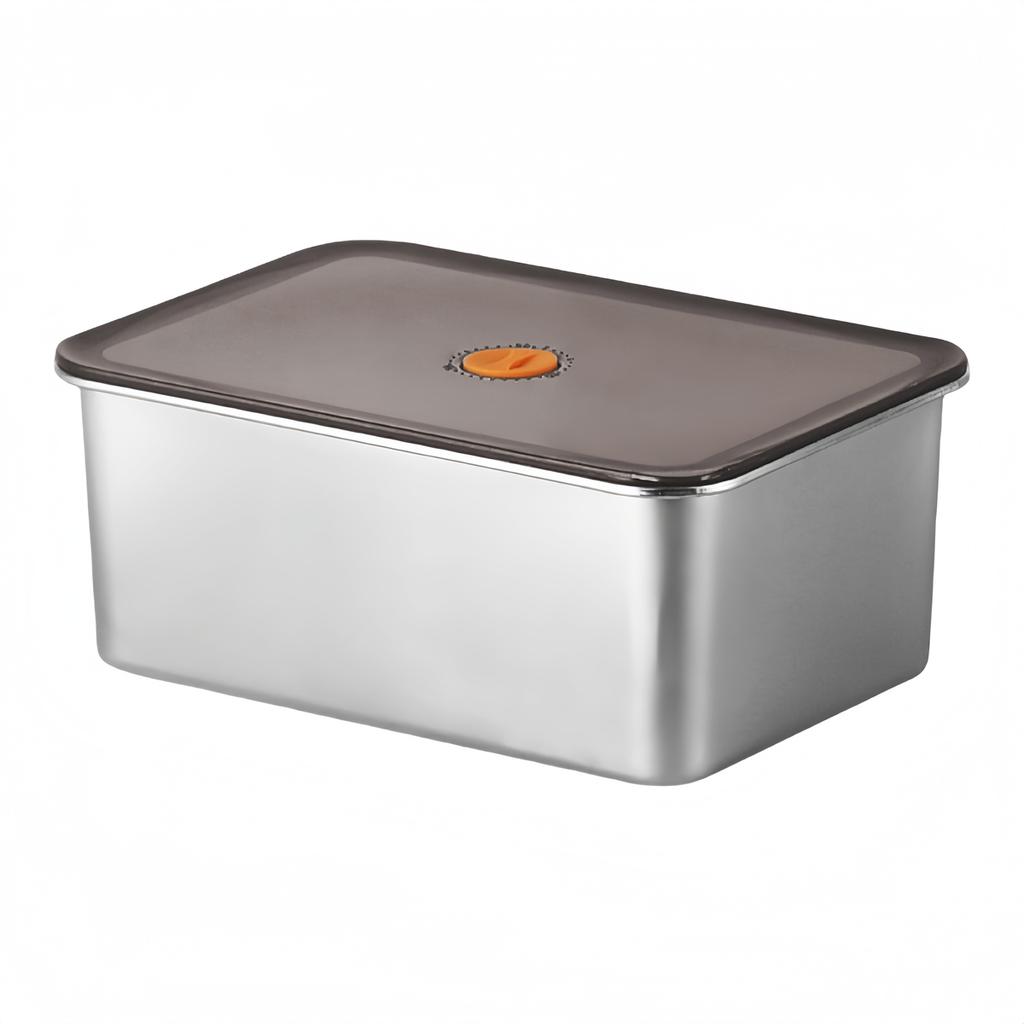 Stainless Steel Food Storage Container with Lid for Refrigerator Meat Organizer Large Capacity Food Box with Sealed Plastic Lid