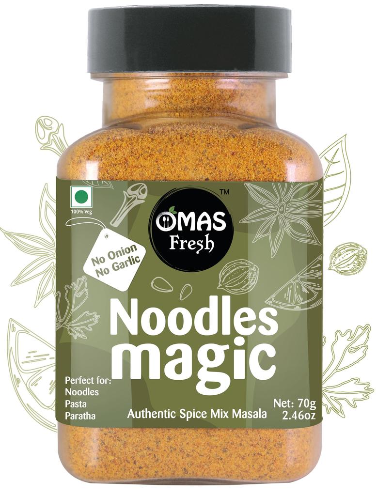 Omas Fresh No Onion, No Garlic Noodles Magic Authentic Spice Mix Masala Powder 70G | Jain Masala Best for Making Noodles, Pasta, Paratha, Wrap, 0