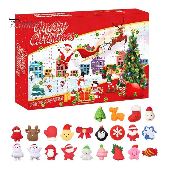 Holiday Advent Calendar Merry Christmas Calendar, with 24 Stress Relief Squeeze Toys, Toys Days Xmas Countdown Box, Party Gift To