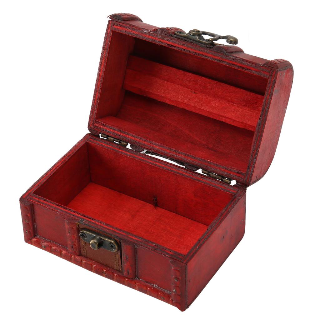 Vintage Wooden Storage Box Flip Open Type Jewelry Hold Case Desktop Decor for Earring Coins Small