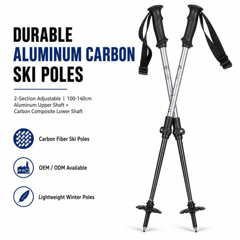 Zeroring Durable Aluminum Carbon Ski Poles Adjustable Resort Rental Snow Poles Wholesale Manufacturer чёрный