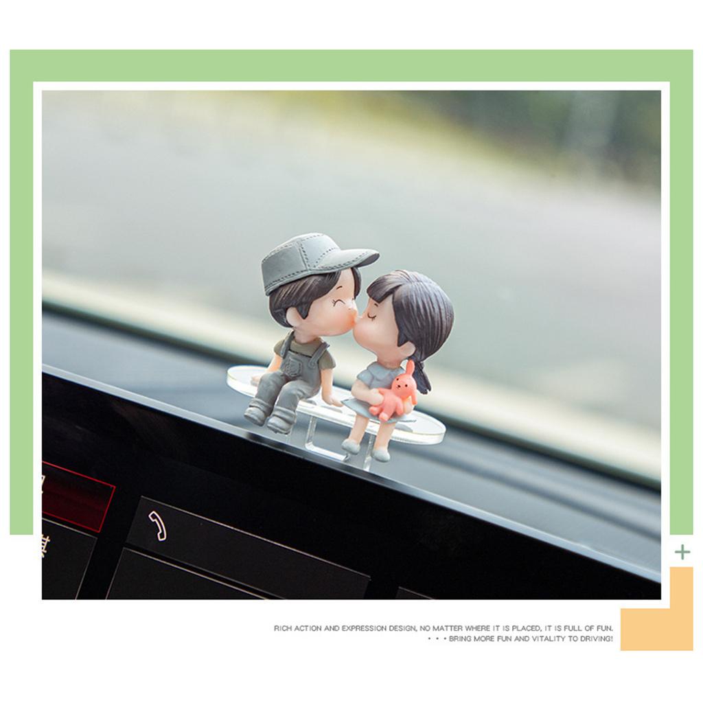 Car Ornament Sliding Cartoon Couple Decor Car Interior Decoration Dashboard Decor Cute Figurine Ornament Auto Accessory
