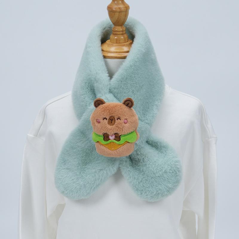 Cute Cartoon Panda Plush Scarf for Kids - Windproof & Thickened Winter Neck Warmer