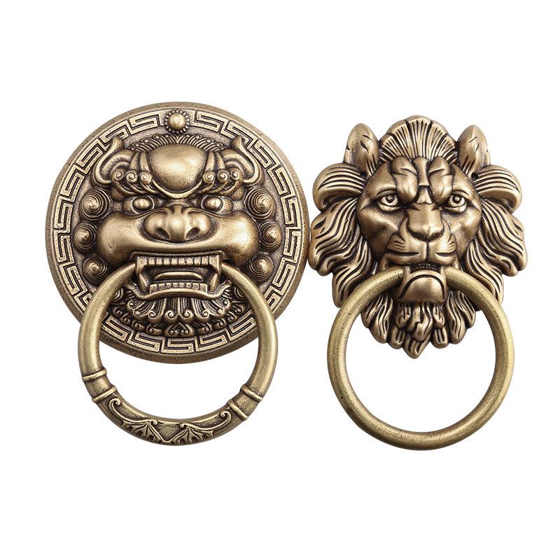 Antique Brass Lion Head Door Knocker & Pull Handle for French Doors