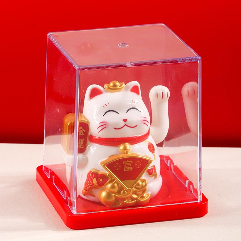 Gatto Portafortuna Solare Che Saluta Automaticamente Gatto Ricco Decorazione Desktop Casa Bancone Cassa Ornamento per Auto
