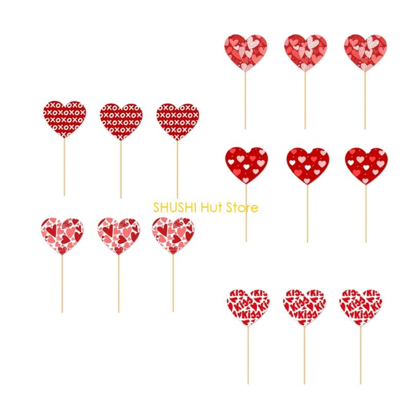 Valentines Party Vase Inserts Ornament 15Pcs Cardstock DIY Decors For Table Centerpieces Floral Arrangement D57B