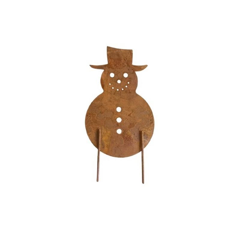 Winterurlaub Antik-Finish Weihnachten Weihnachtsmann und Schneemann Silhouetten Metall Rasenornamente Gartendekoration