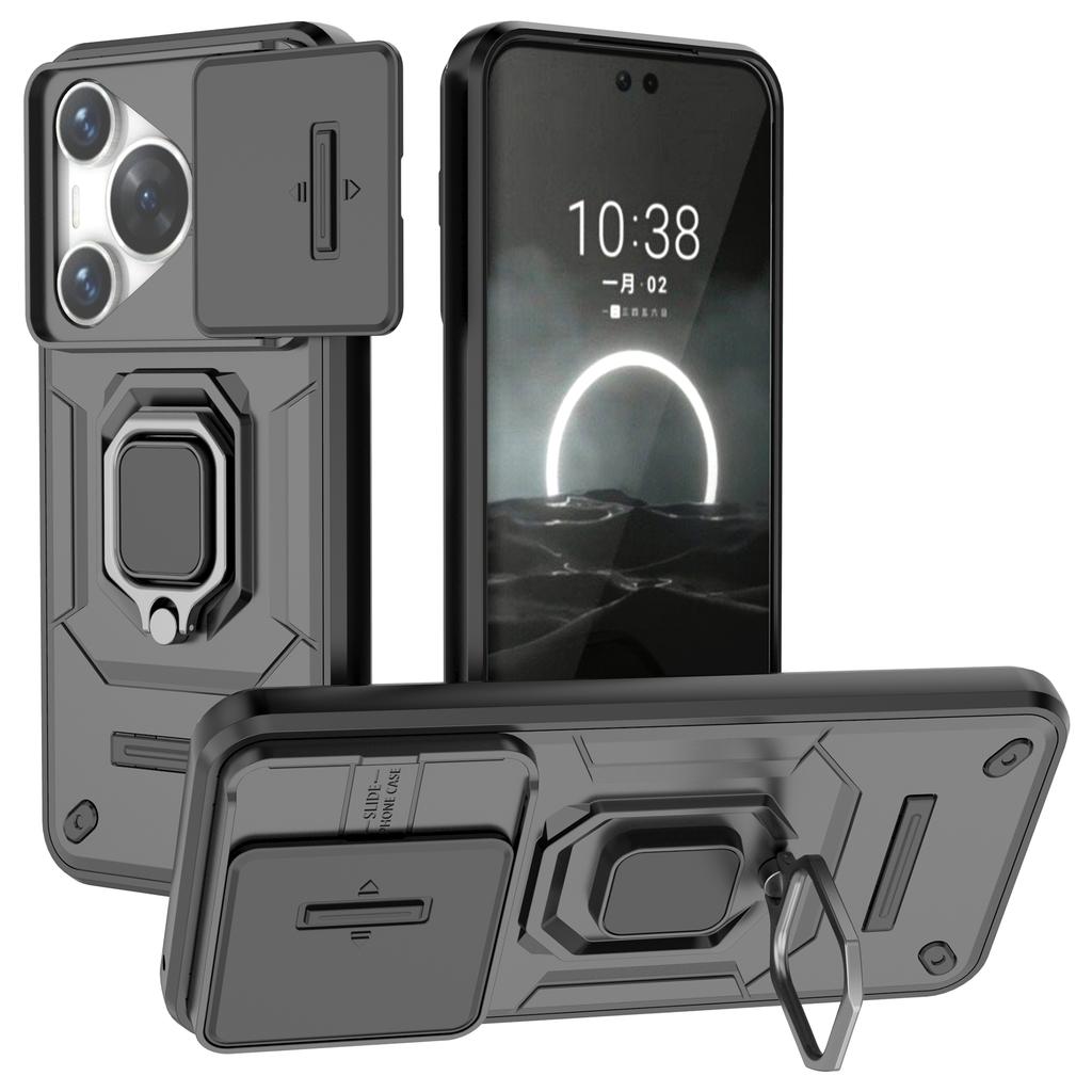For Huawei Pura 70 Case PC+TPU Protective Phone Shell with Slide Lens Cover