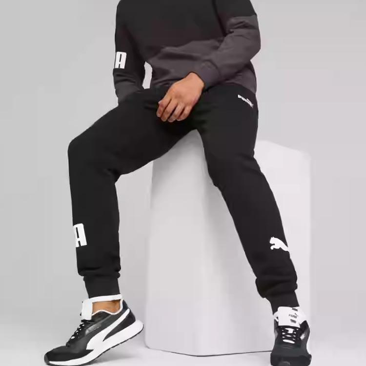 PUMA Power Sweatpants Tapered Fit Men Bottoms Black 676669-01