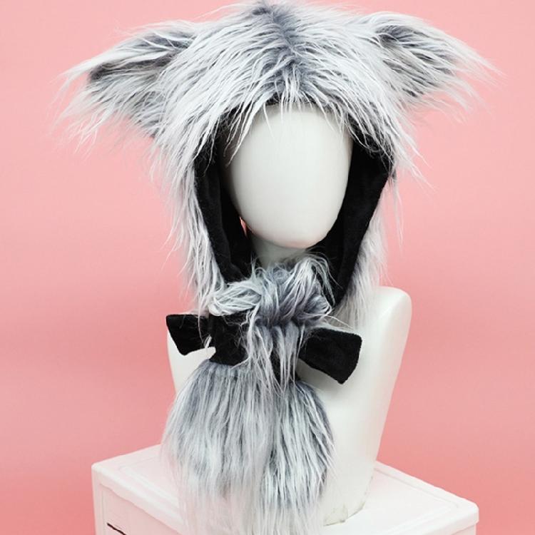 Cosplay Head Wrap Thicken Furry Wolf Hat for Climbing Skiing Sports Headwear