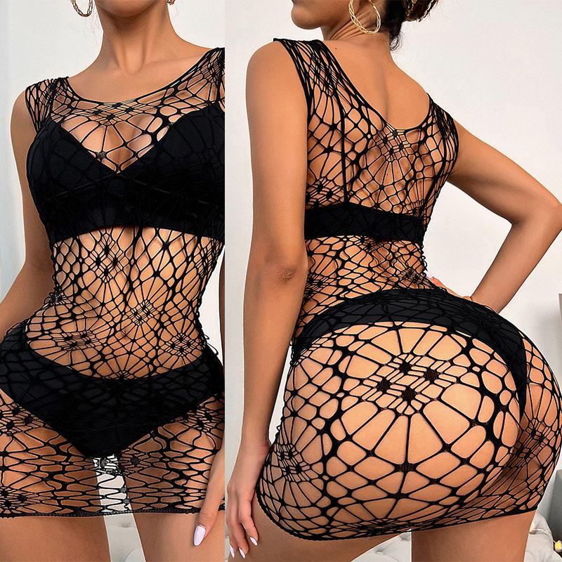 Sexy Sheer Fishnet Bodysuit Women Lingerie Erotic Striped Bodystocking Lace Underwear Fashion Sexy Set