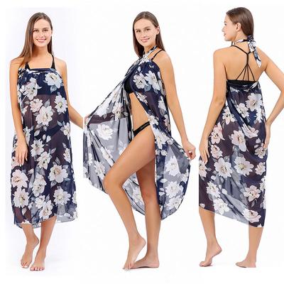 Beach Dress Lace-up Wrap Bikini Blouse Beach Style Protection Clothing Skirt Sun Leopard Print
