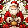 Removable Static Window Film Round Christmas Sticker Stained Glass Style Holiday Storefront Decals Cling Santa Claus Tree PVC Decal for Home Decor