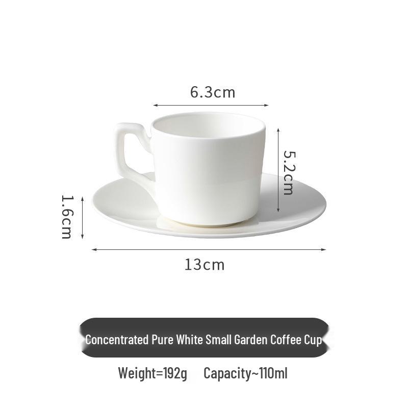 Pure White Bone China Espresso Cup & Saucer with Gold Rim, 80ml