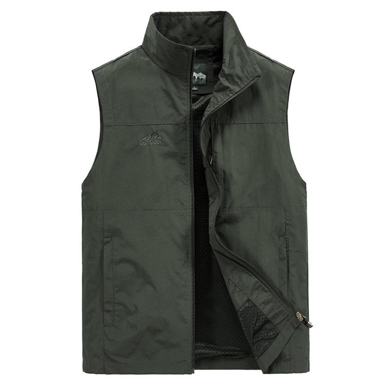 Men's Plus Size Quick-Dry Outdoor Casual Vest - Sleeveless, Loose Fit for Spring & Autumn