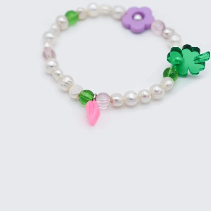 Water Pearl Flower Clover Bracelet