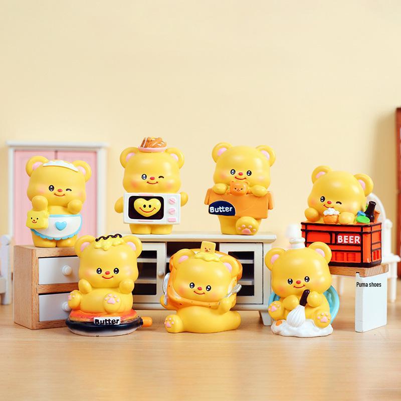 

Кремовый Мишка Кукла-сюрприз - Тайский сувенир, фигурка, украшение для автомобиля, приз или подарок для детей Original Edition - Four Bears (Random)