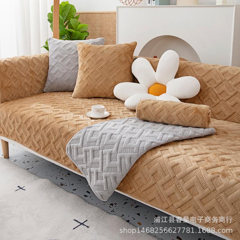 

Зимняя новая плюшевая подушка для дивана, современный простой чехол для дивана, чехол для дивана для гостиной, тканевый чехол 70*70