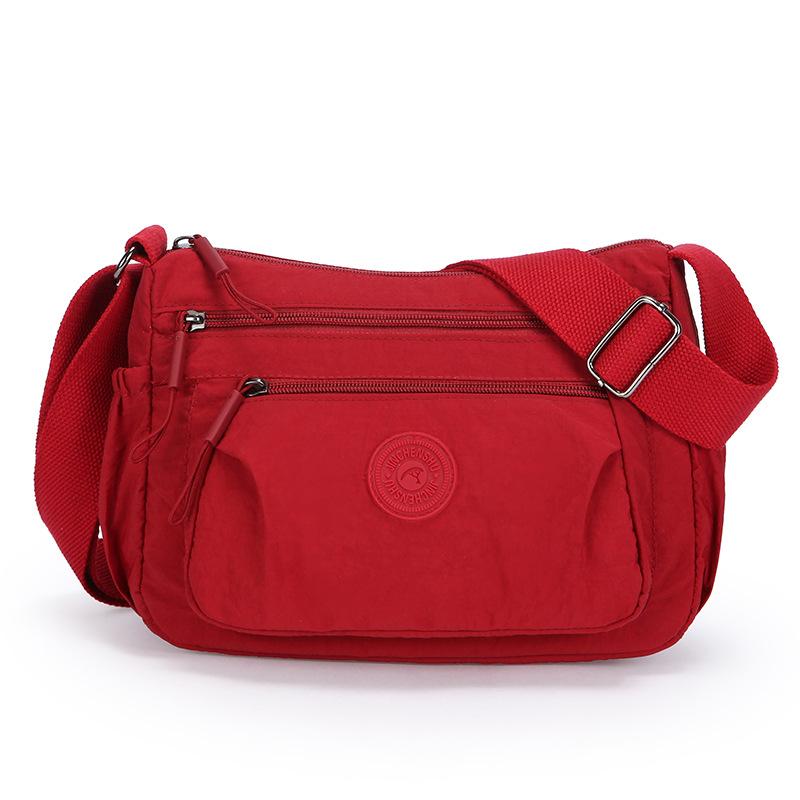 Многослойная нейлоновая сумка Сумка для мамы Легкая наплечная сумка кроссбоди Сумка для通勤ющих женщин красный