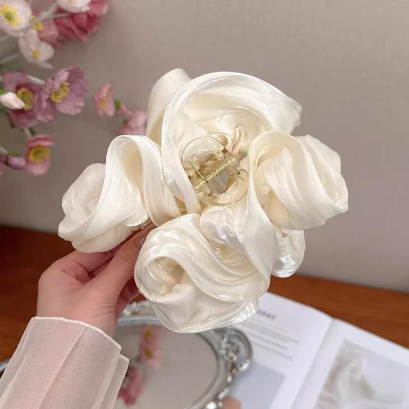 Korean Style Pleated Cloud Crab Claw Hair Clip Mesh Flower Bud Hair Clip Shark Clip Women Accessories