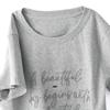 Damen-T-Shirt mit Rundhalsausschnitt, kurzen Ärmeln und Stickerei