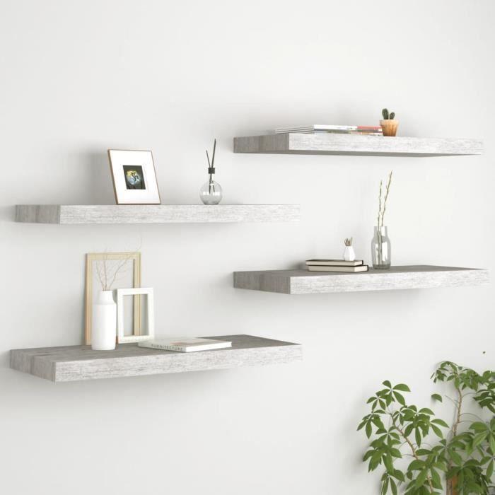 VidaXL Étagères murales flottantes 4 pcs Gris béton 60x23,5x3,8 cm MDF