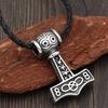 Titanium Steel Viking Thor's Hammer Pendant Necklace with Odin Symbol
