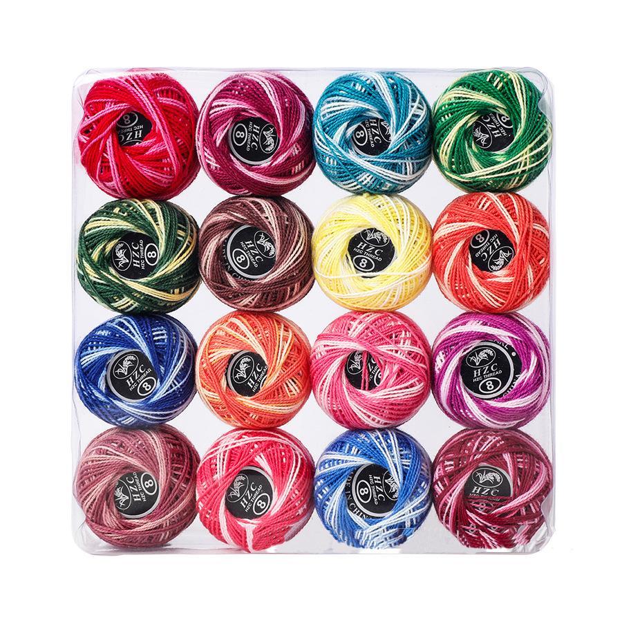 Embroidery Thread Set 16 Colors Cross Stitch Wool Cotton Thread DIY Color Hand-sewn Lace Embroidery Thread