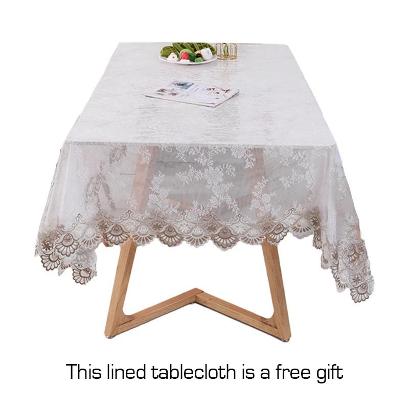 Lace Embroidered Pvc Tablecloth Waterproof Oil-Proof Rectangle Table Cloth Clear Transparent Dining Tables Cover Party Decor New