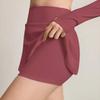 Tennis sports short skirt anti-light suit, women's chest pad sports fitness long-sleeved yoga suit set