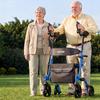 Rollator Walker with Seat for Seniors, Foldable Rolling Walker, Lightweight Aluminum Mobility Walking Aid with PU Solid Wheels, Adjustable Handle,