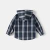 Kids Boys Plaid Hooded Shirt, Long Sleeve Shirt