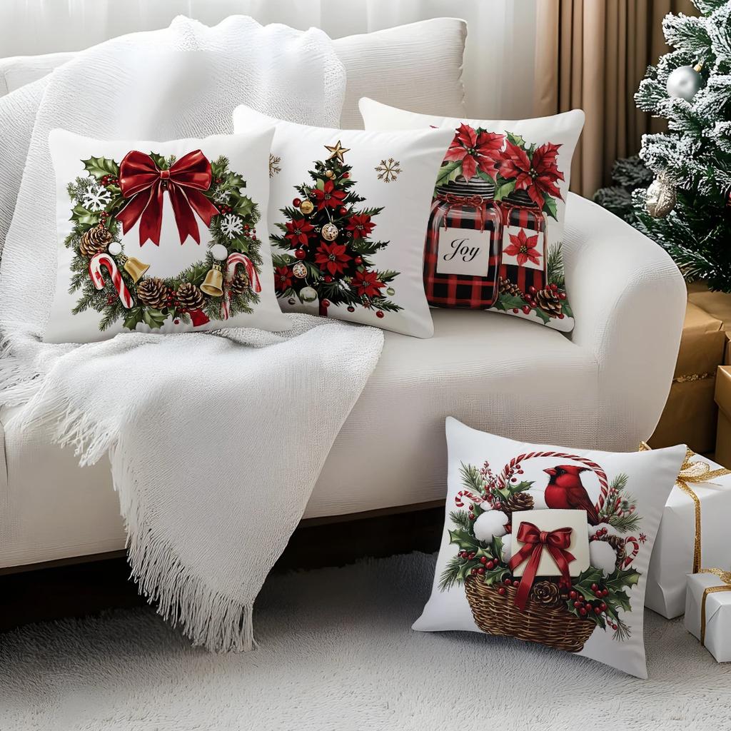 Christmas Series Flowers Pillowcase Printed Polyester 45X45Cm Throw Pillowcover Decorative Sofa Cushion Pillowslip Home Decor