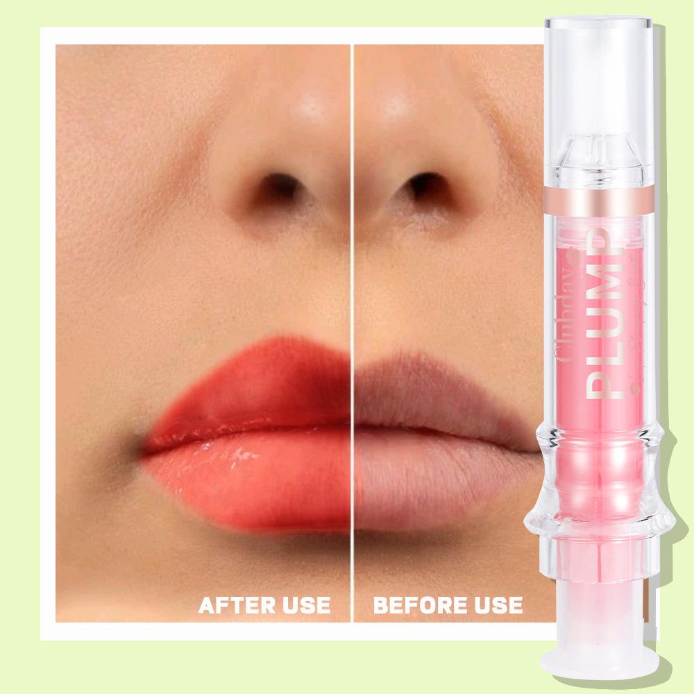 Clubday Lip Plumping Booster Syringe Lip Oil Hydrating Mirror Glossy Liquid Lipstick Dewy Plump Tint Long-Lasting Nourishing Makeup Cosmetics